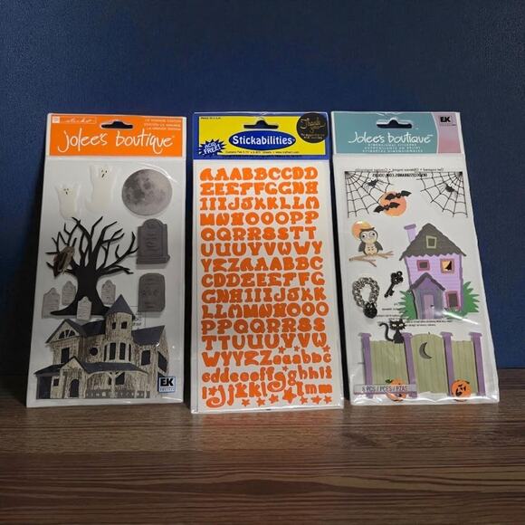 Halloween Stickers: Jolee's Lock And Key, Haunted House, Orange Alphabet Numbers - Picture 9 of 9